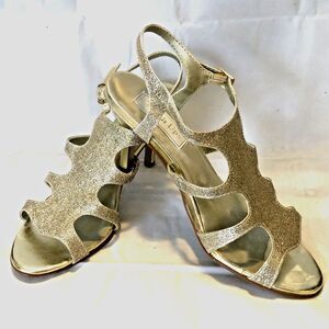 Touch Ups Shoes Women's 8.5M Gold Classic Glitter Pumps 34826 302M 4" Heels